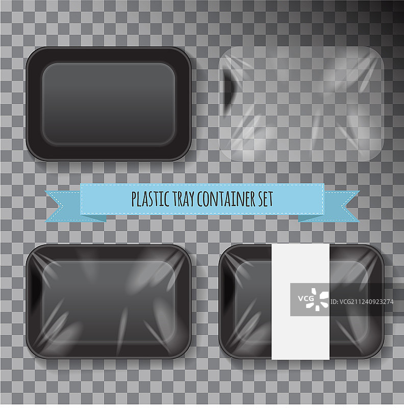 黑色矩形泡沫塑料食品托盘图片素材
