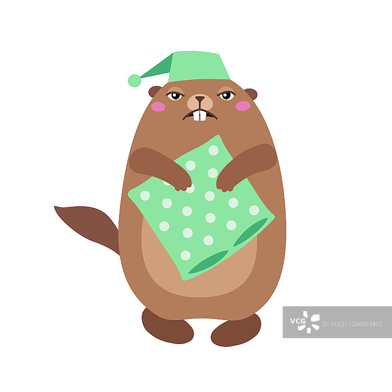 抱着枕头的土拨鼠图片素材