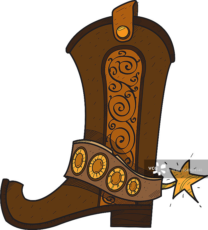 狂野西部牛仔靴标志图片素材