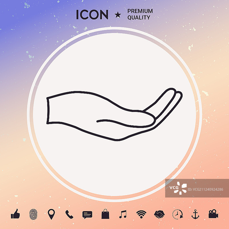 张开的手掌线条图标图片素材