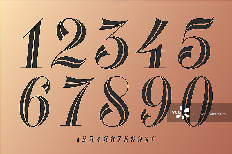 经典优雅数字字体图片素材