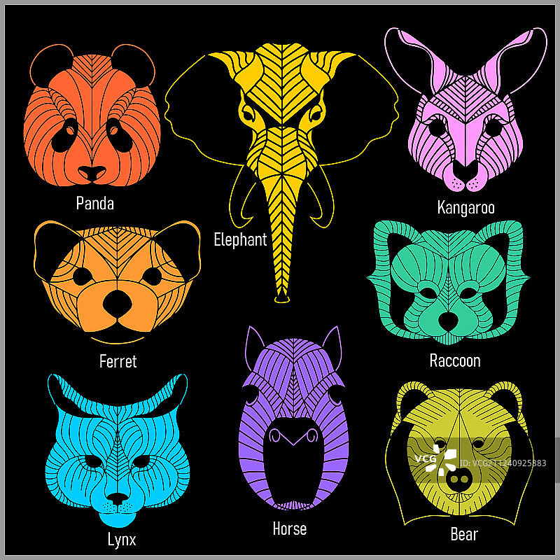 多边形动物头像多边形标志图片素材