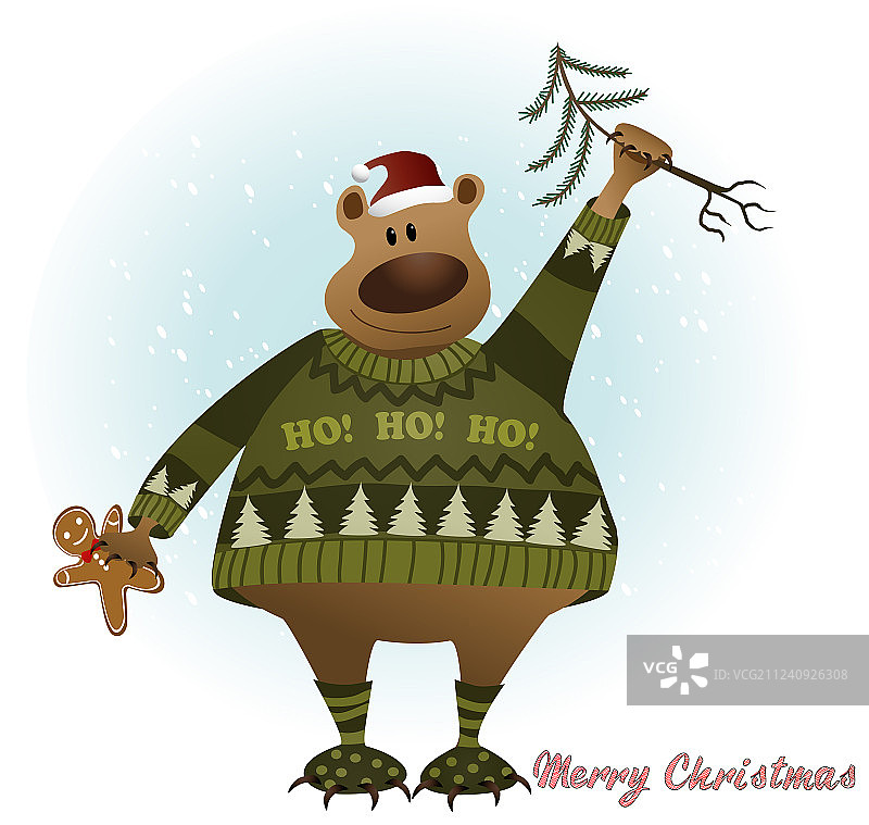 小熊圣诞贺卡图片素材