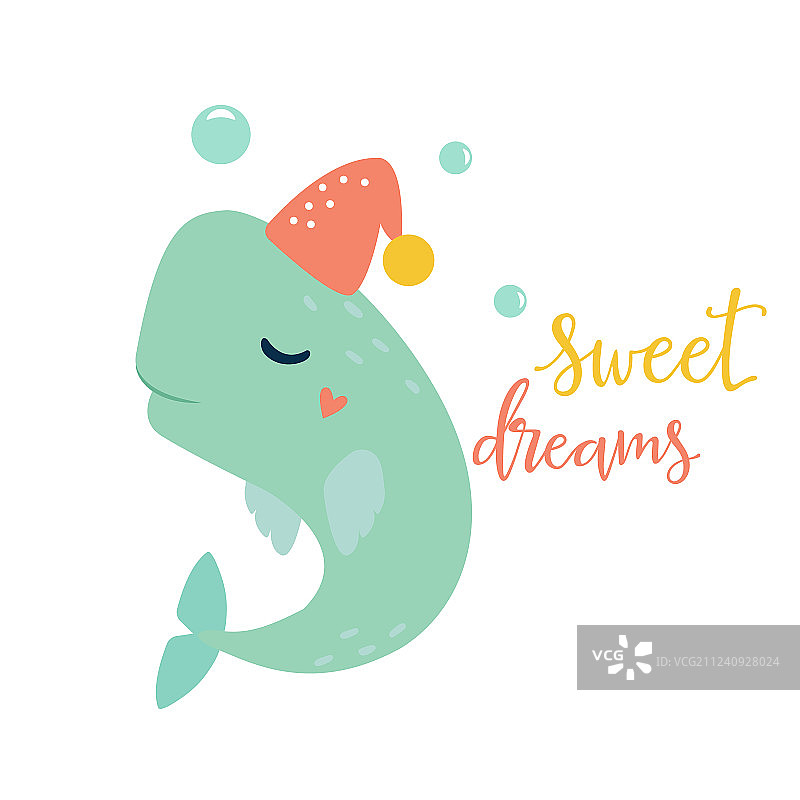 戴帽子的鲸鱼贺卡图片素材