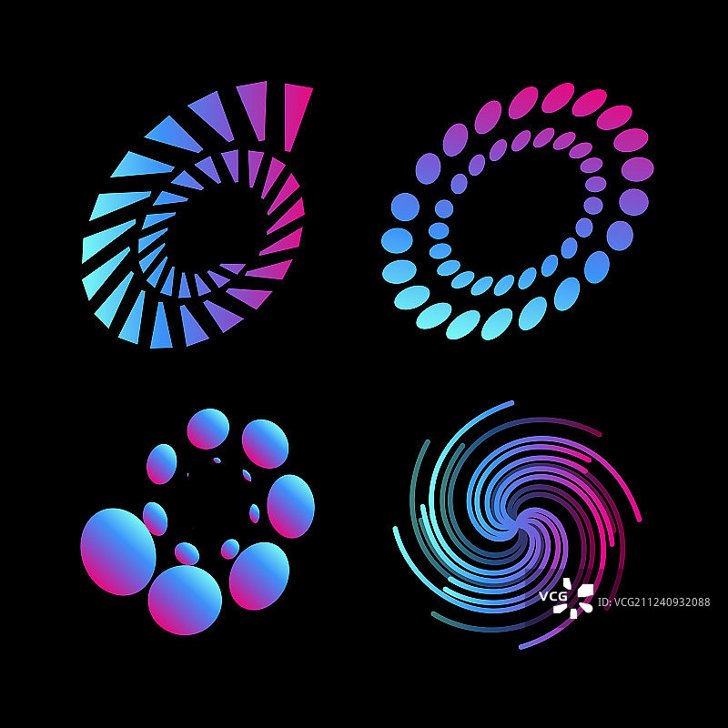 龙卷风图标，扭曲的漏斗标志集合图片素材