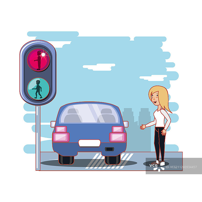 道路上行人的安全图片素材