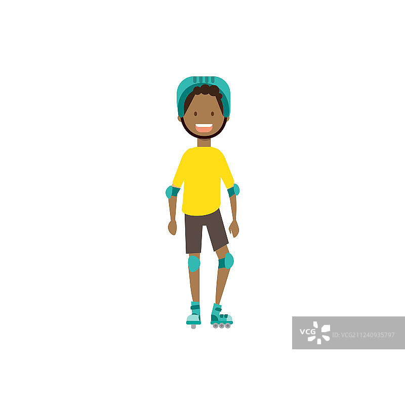 戴着护膝和护肘的非洲男孩图片素材