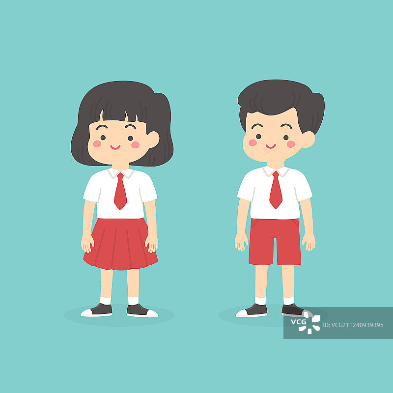 印度尼西亚小学生校服儿童卡通图片素材