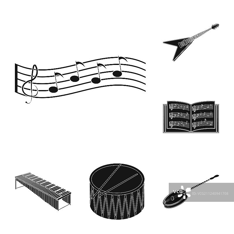 乐器黑色图标合集图片素材