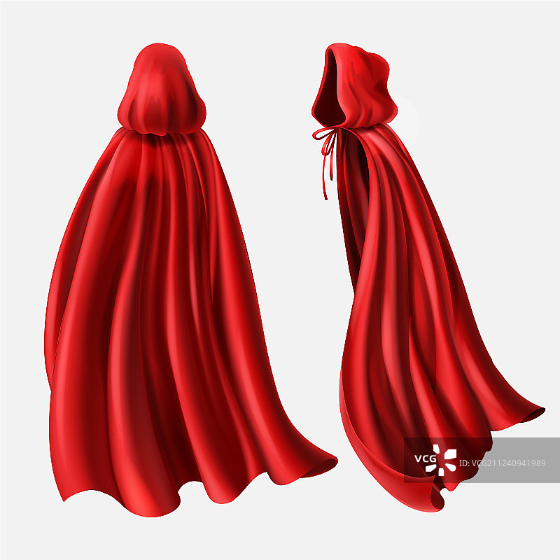 红色斗篷丝绸面料套装图片素材