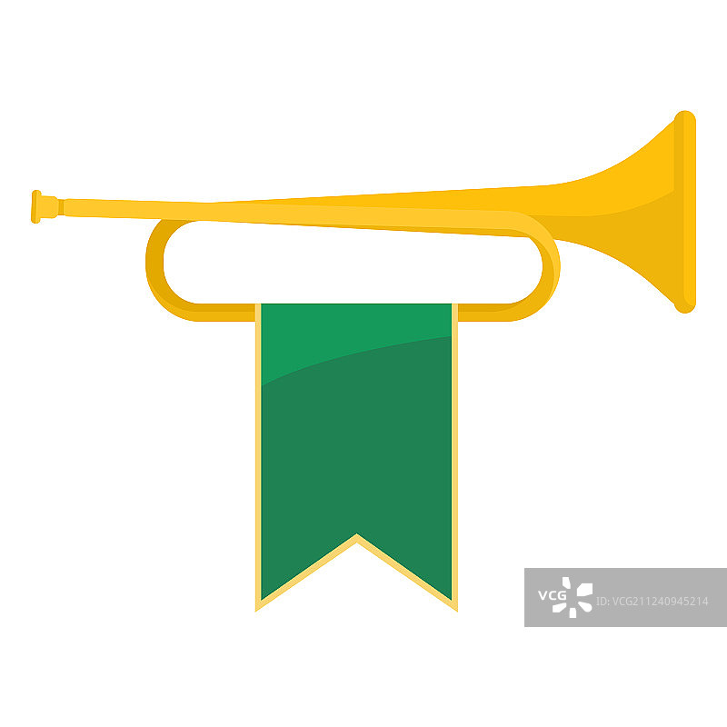 带有绿色丝带的金色军号图片素材