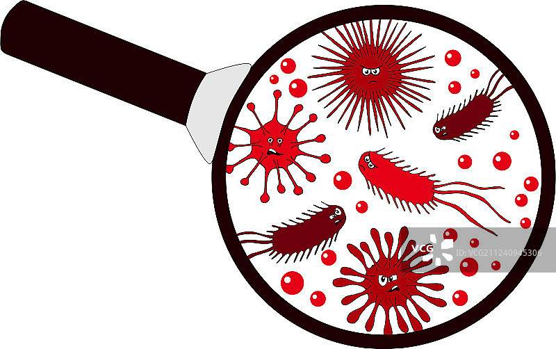 放大镜下的细菌微生物图片素材