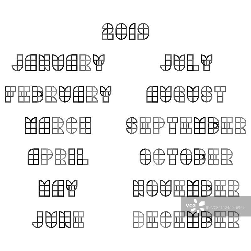 2019年月历扁平几何风格图片素材