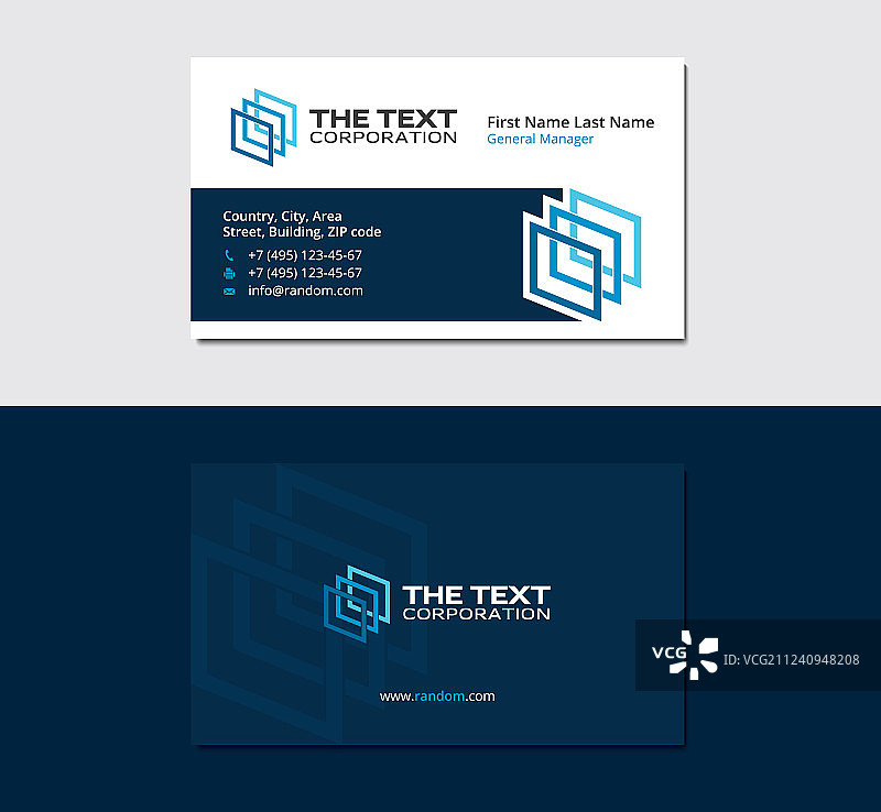 带有彩色方块的深蓝色名片图片素材