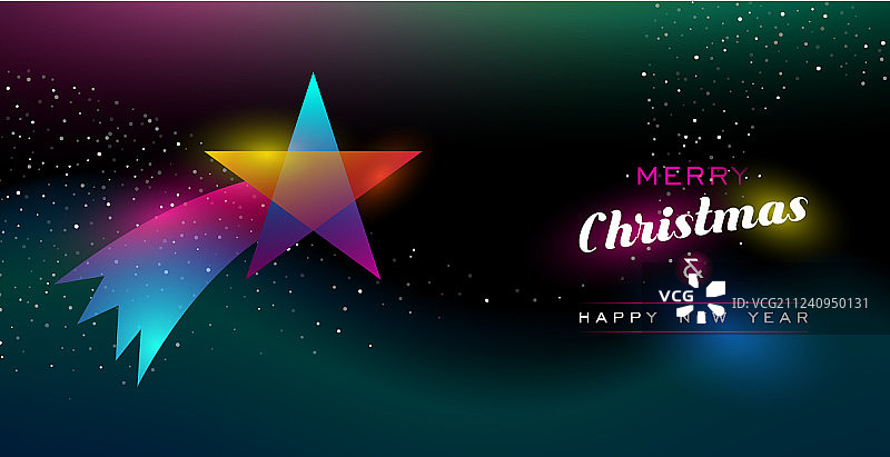圣诞新年发光流星卡片图片素材