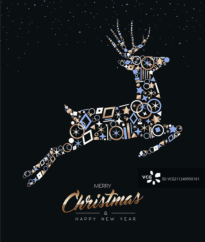 圣诞新年小鹿造型铜质图标合集图片素材