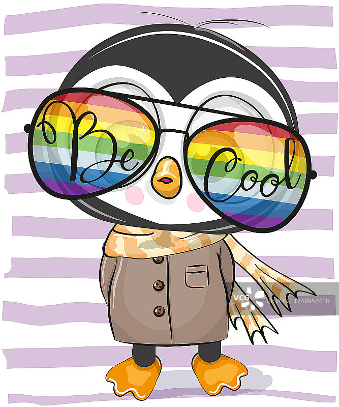 戴墨镜的可爱企鹅图片素材