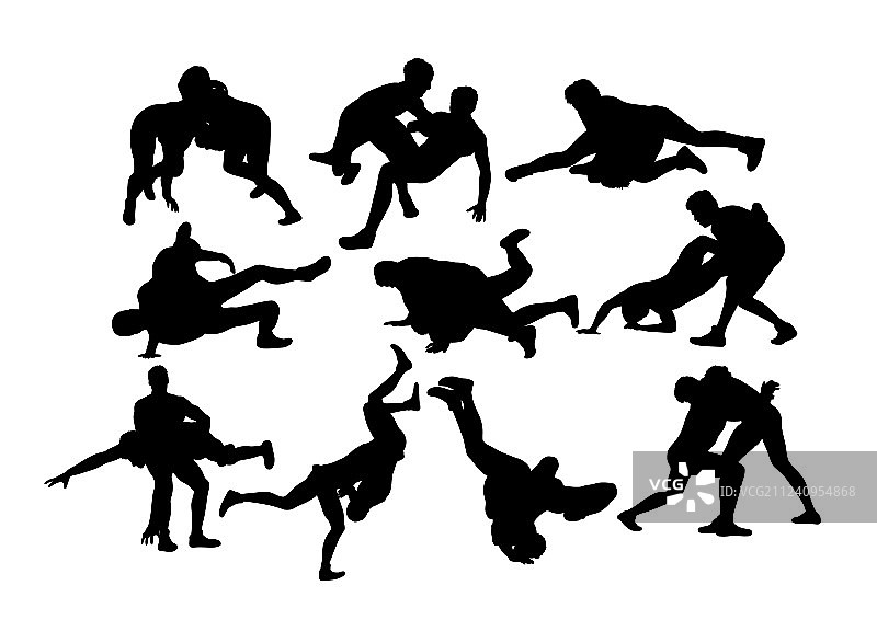 摔跤运动剪影图片素材