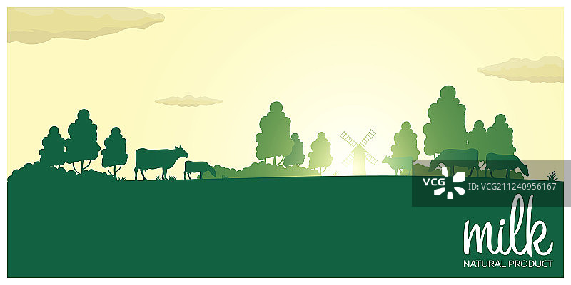 牛奶乡村风景与磨坊图片素材