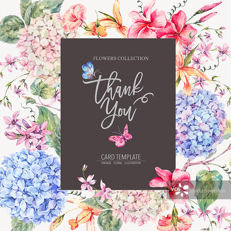 复古花卉贺卡图片素材