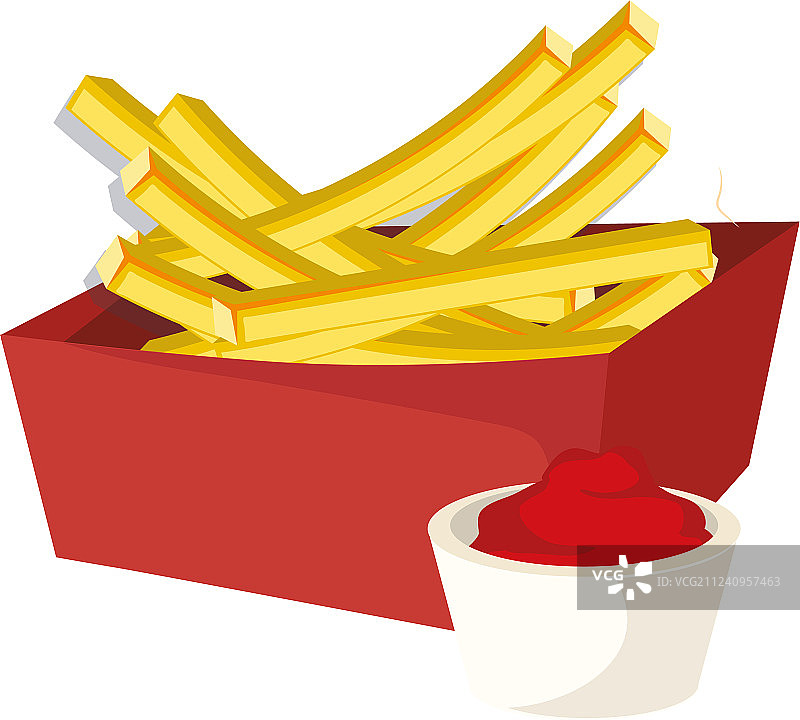 带酱汁的炸薯条盒图片素材