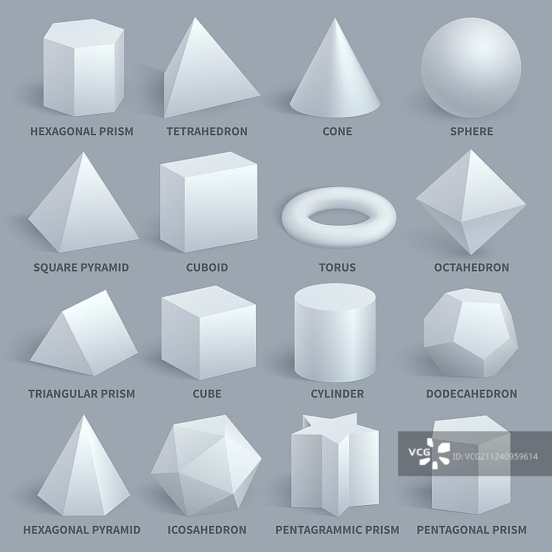 逼真的白色基础3D形状套装图片素材