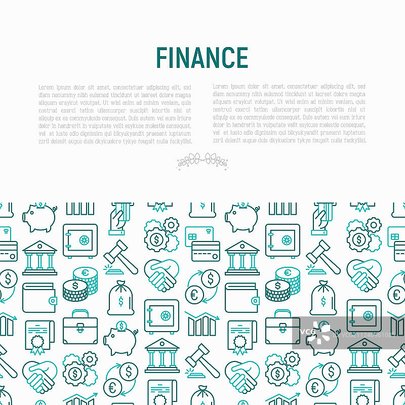 金融概念细线图标图片素材