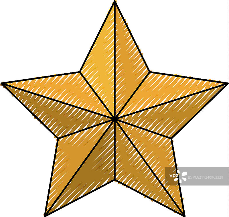 彩色蜡笔剪影风格的星形奖章扁平图标图片素材