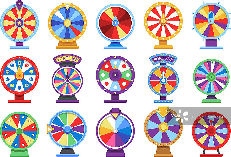 幸运轮盘扁平图标集图片素材