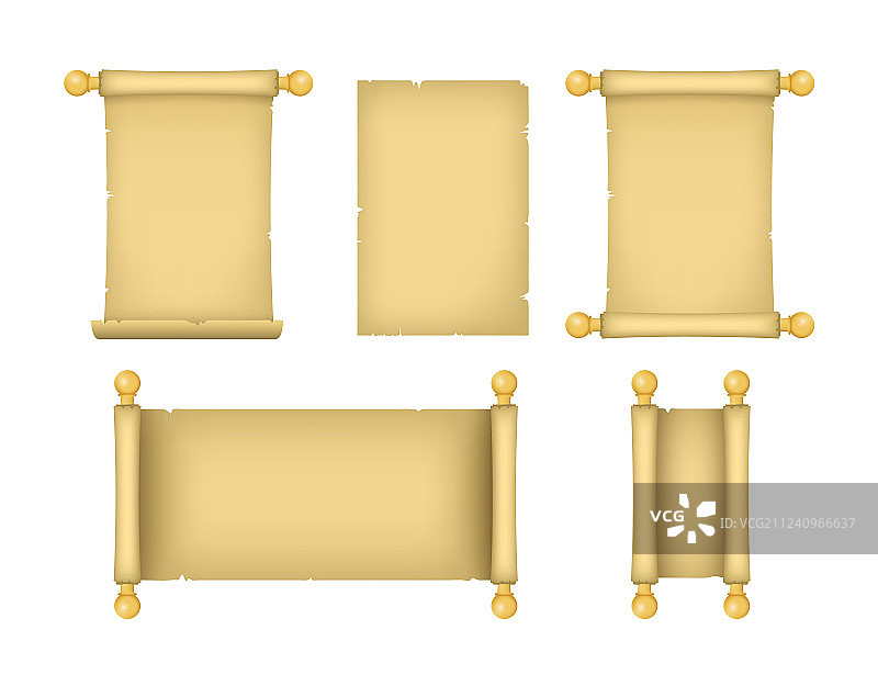 逼真3D旧纸卷合集图片素材