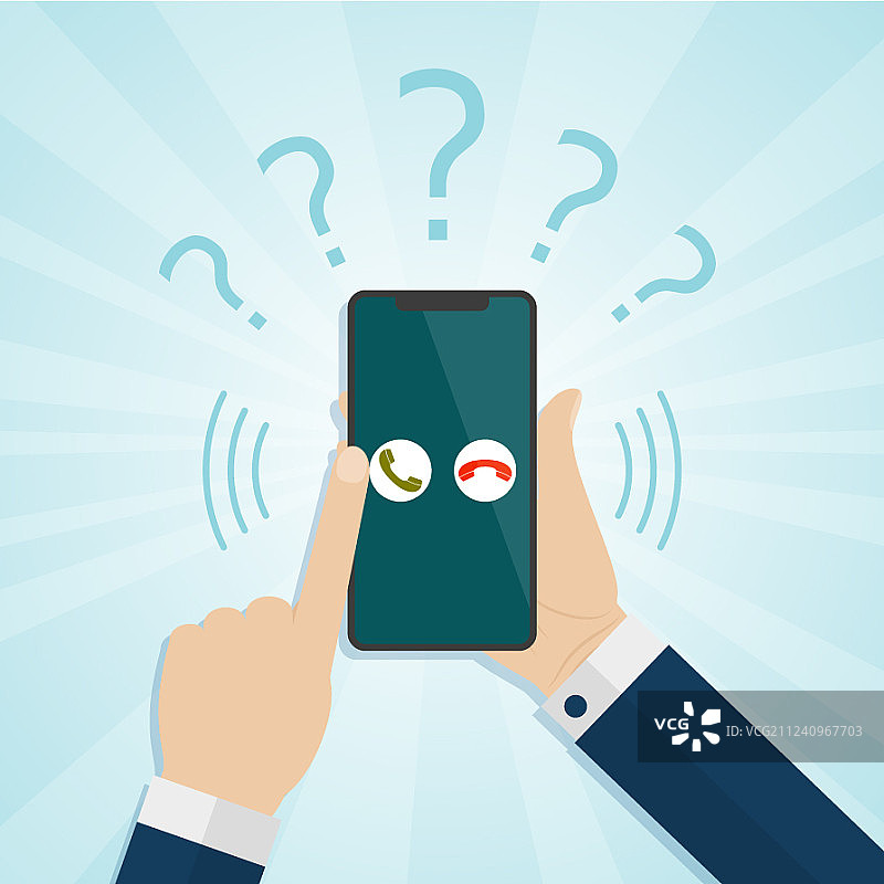 手持显示未知来电的智能手机图片素材