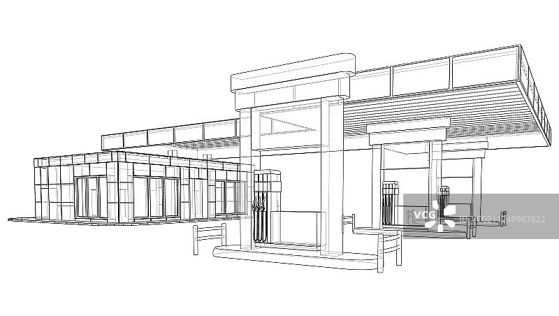 3D加油站渲染图图片素材