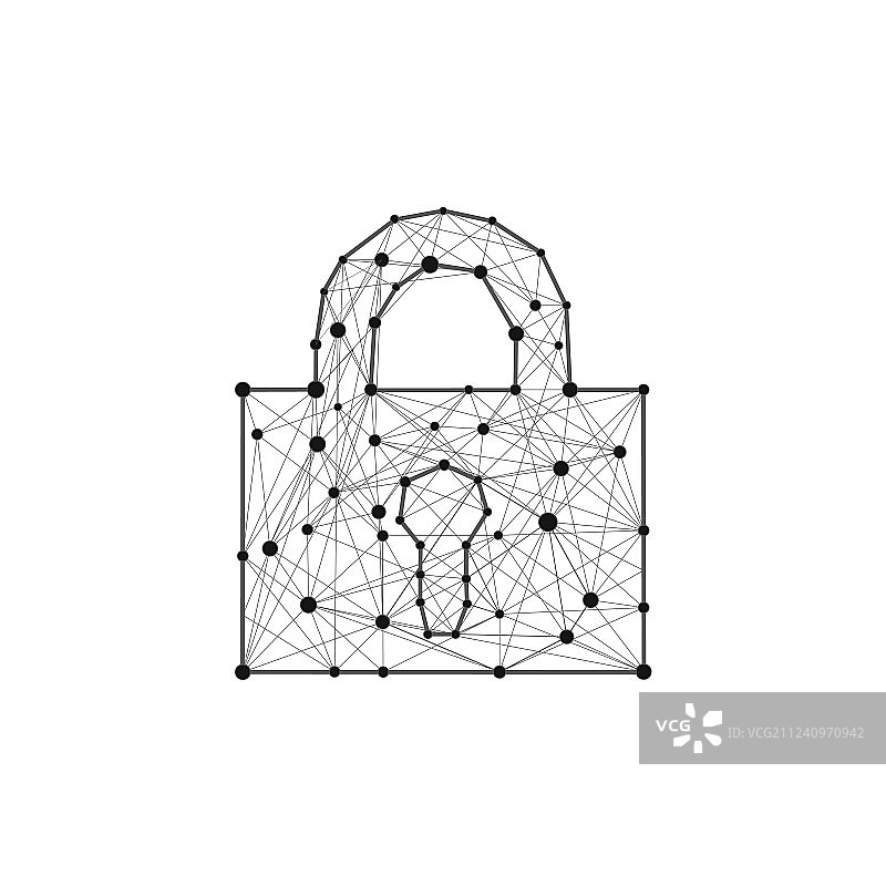 由多边形线条和点组成的安全锁图片素材