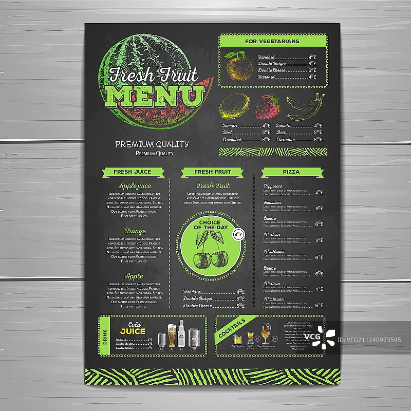 复古粉笔绘画素食菜单设计图片素材