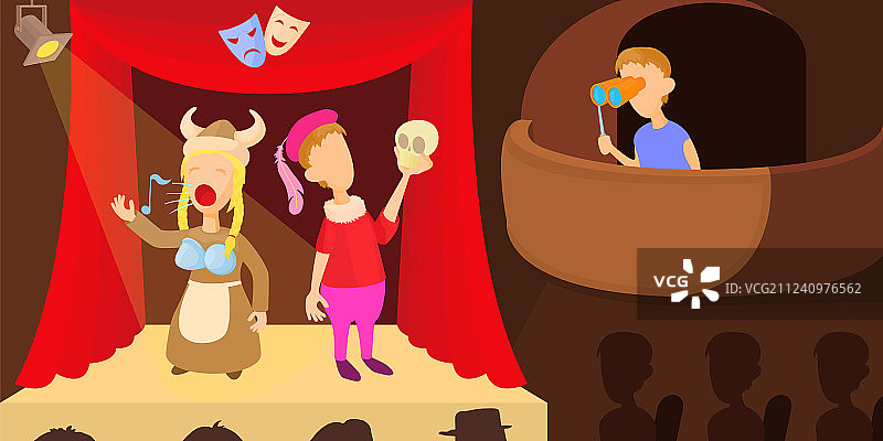 卡通风格的戏剧演员横幅图片素材