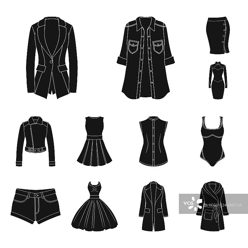 黑色女士服装图标合集图片素材