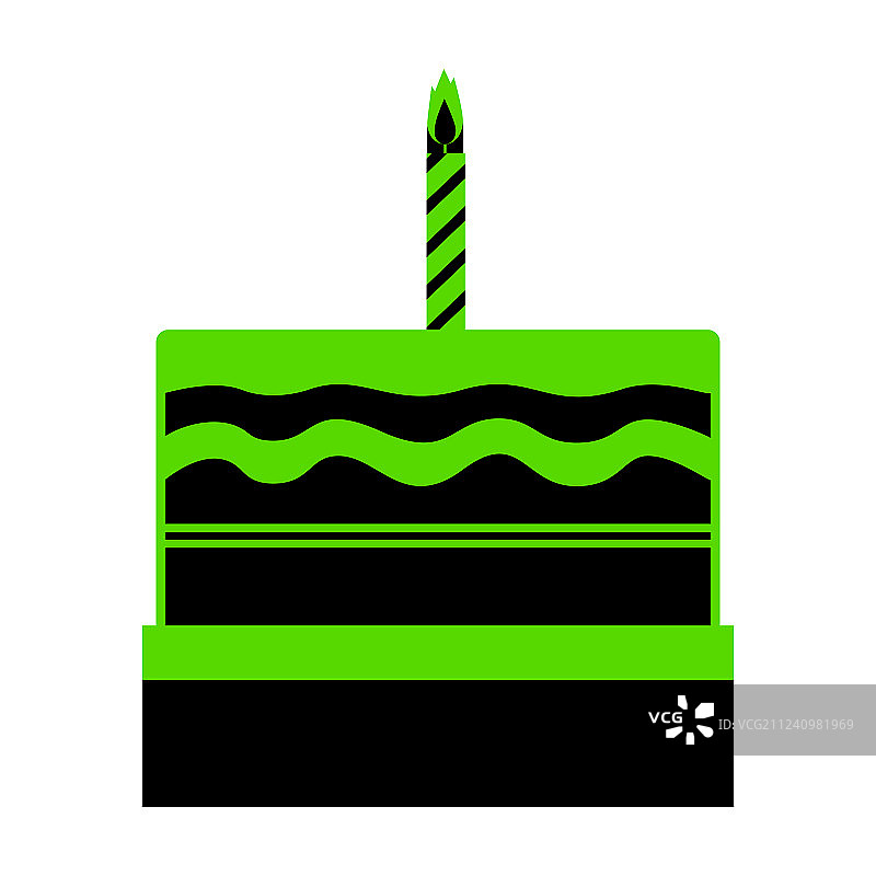 绿色3D生日蛋糕图标图片素材