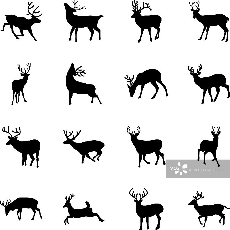 鹿动物图标合集图片素材