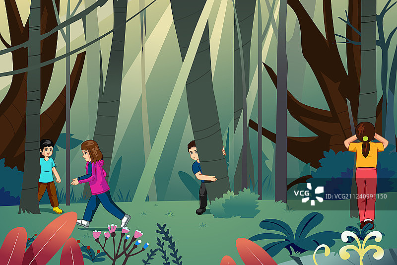 孩子们玩捉迷藏图片素材