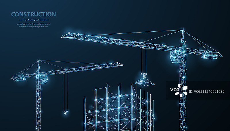 建筑多边形线框建筑物图片素材