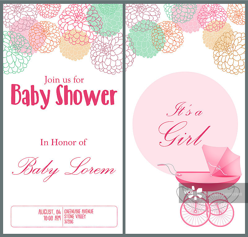 宝宝派对邀请卡模板图片素材