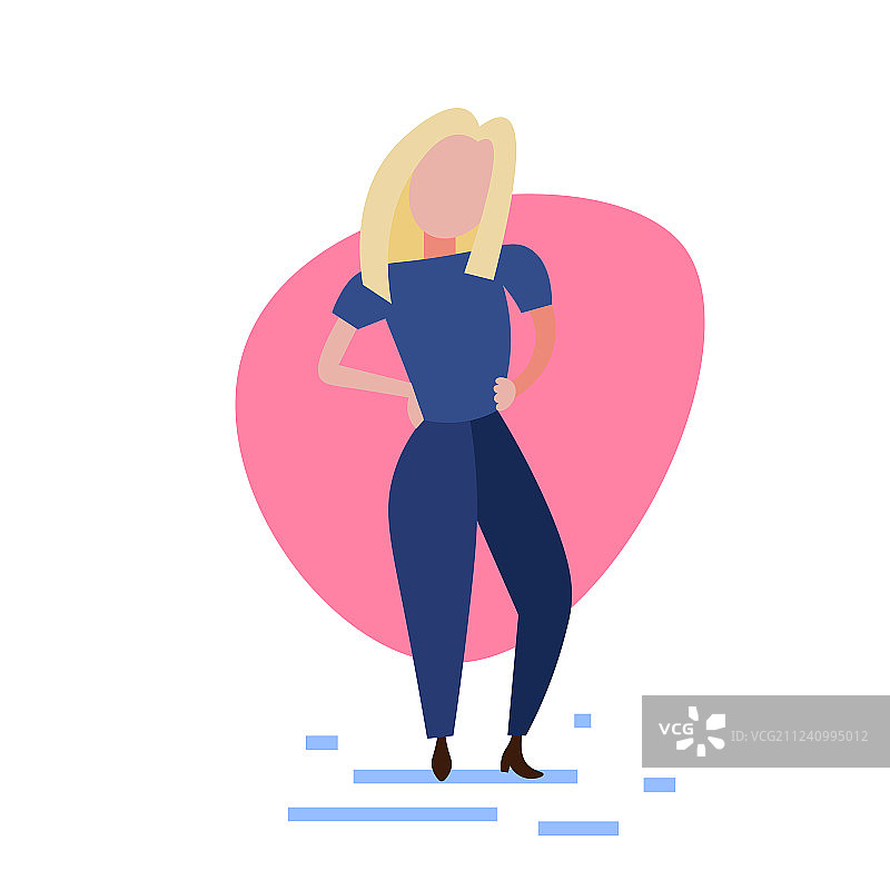 叉腰站立的女人，白色背景图片素材