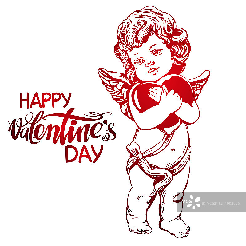 手捧爱心的天使或丘比特图片素材