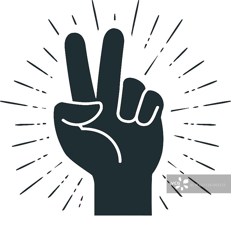 胜利手势：举起两根手指图片素材