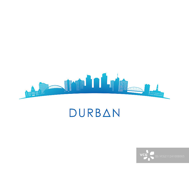 德班天际线彩色剪影设计图片素材