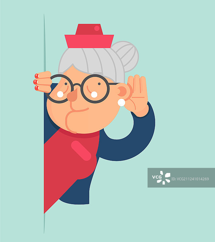 老妇人在角落里八卦偷听图片素材