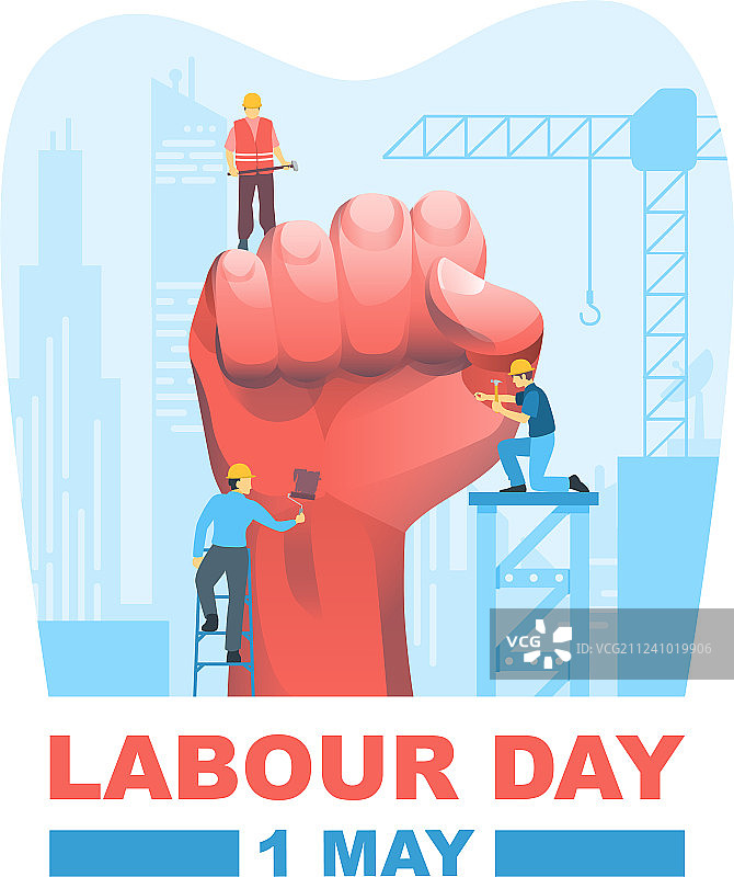 5月1日劳动节与紧握的拳头图片素材