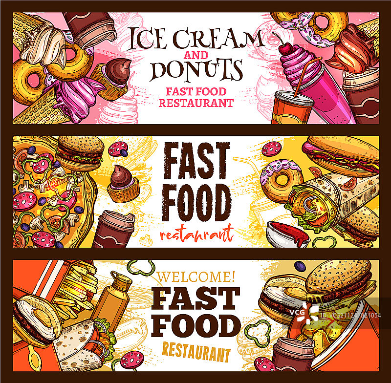 快餐汉堡餐厅菜单banner设计图片素材