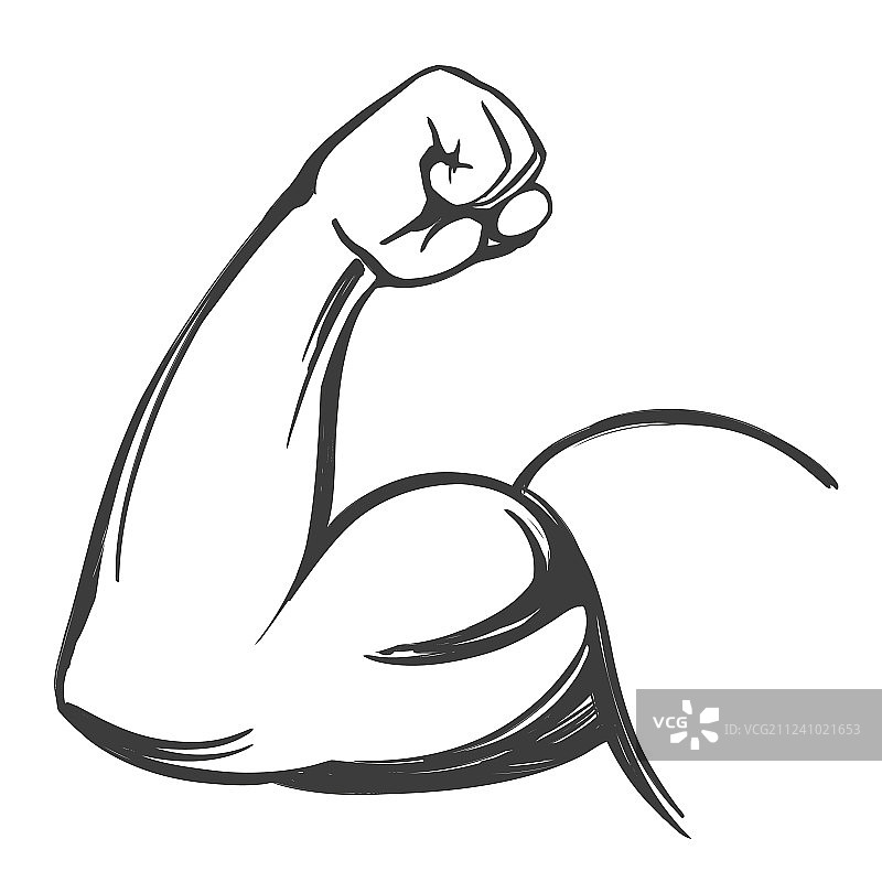 手臂肱二头肌强壮手部卡通图标图片素材