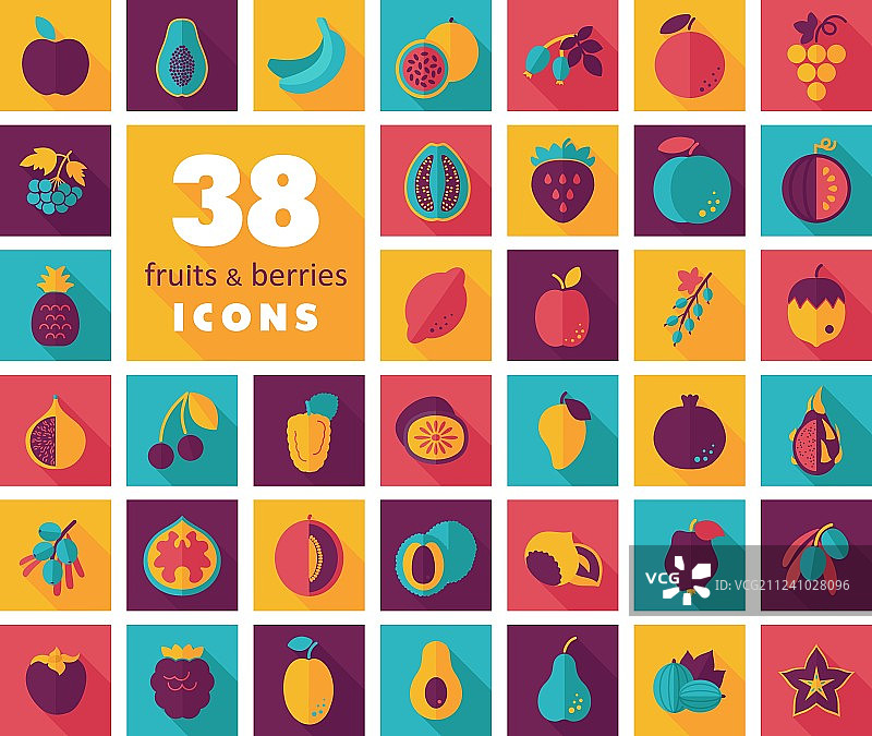 水果和浆果图标集图片素材